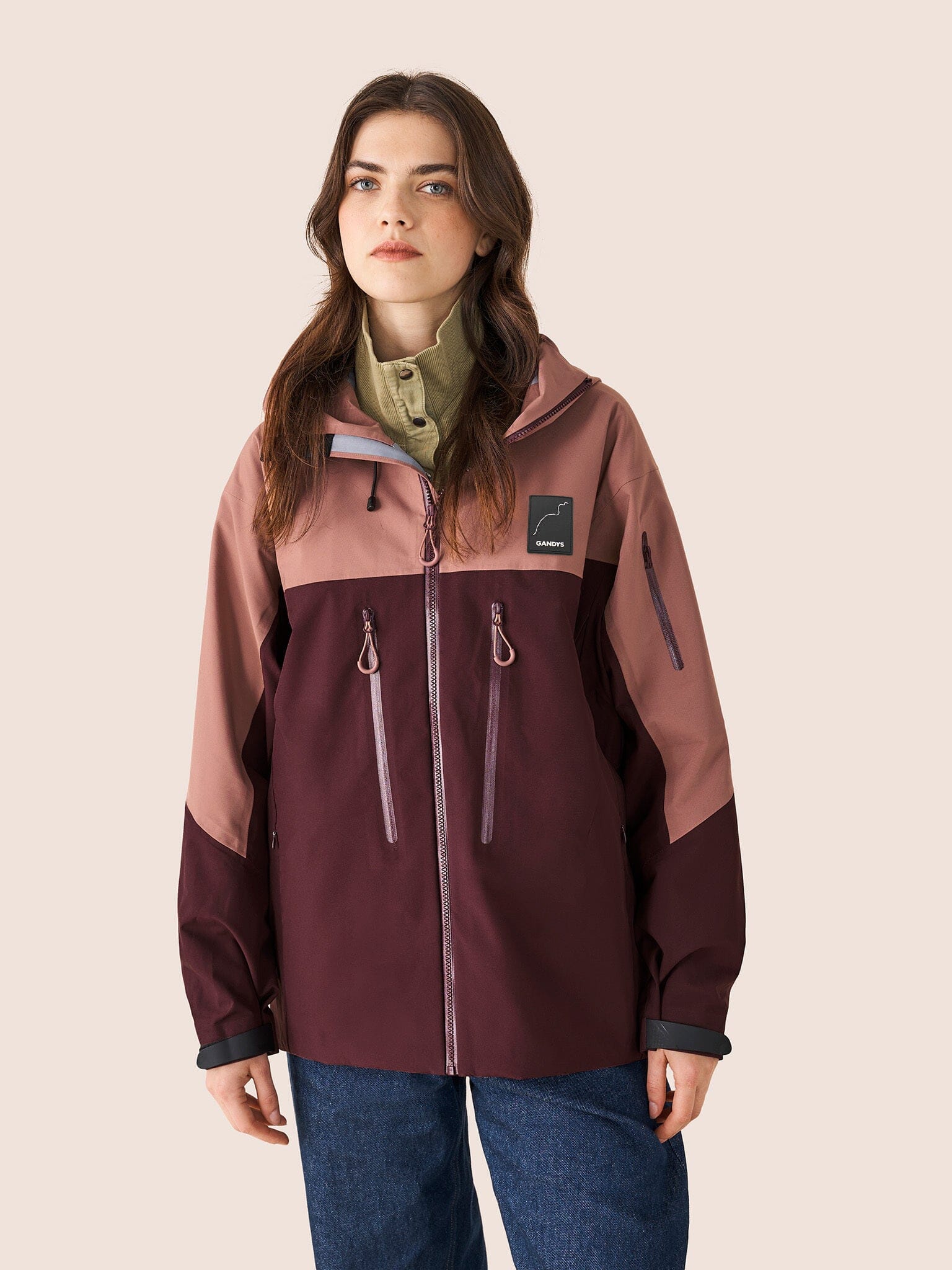 Argyle Waterproof Multi Pocket Jacket in Rose - Image 3