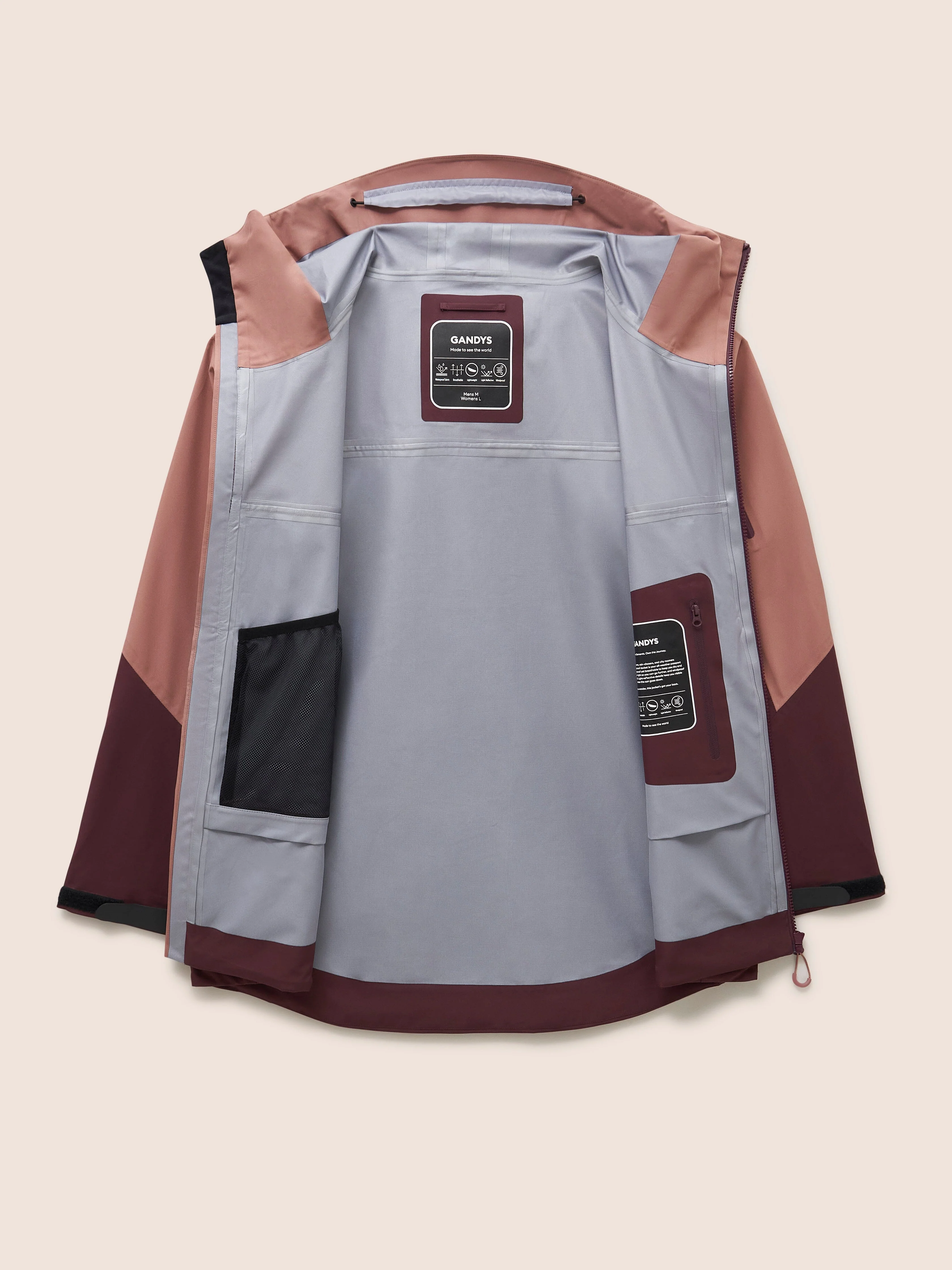Argyle Waterproof Multi Pocket Jacket in Rose - Image 8