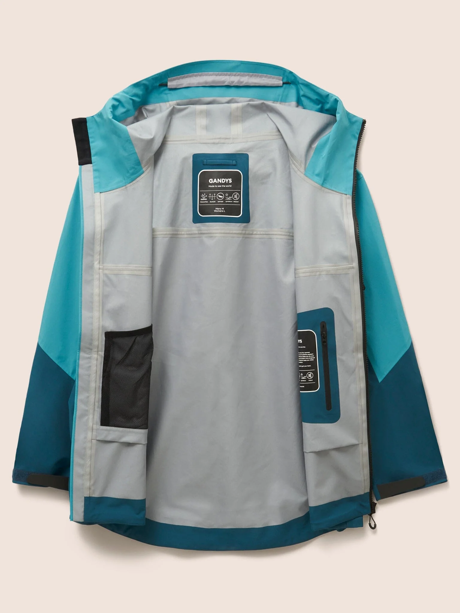 Argyle Waterproof Multi Pocket Jacket in Teal - Image 7