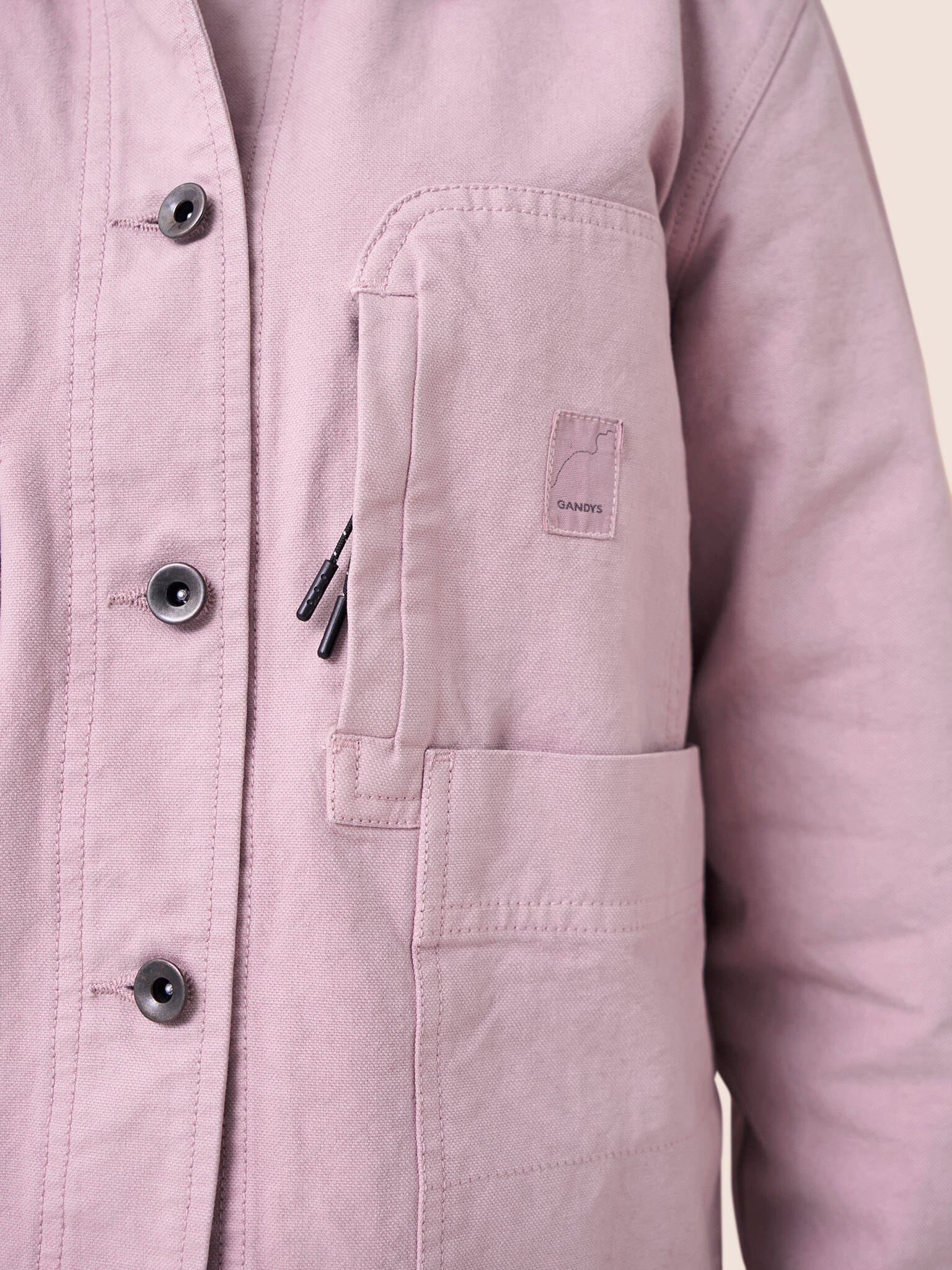 Avignon Cotton Pocket Chore Jacket in Pink - Image 5