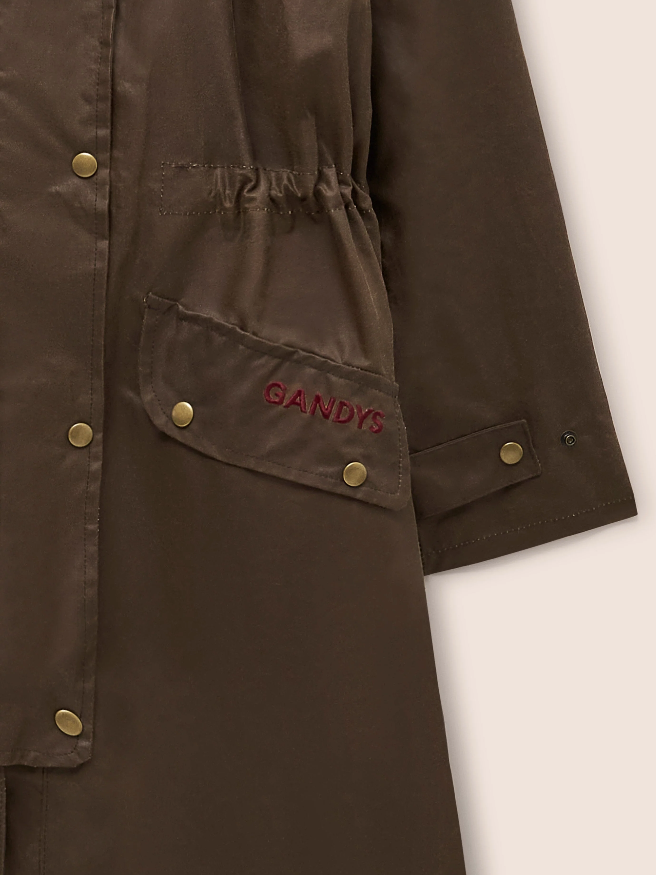 Bala Made in England Waxed Cotton Long Trench Coat in Dark Tan - Image 6