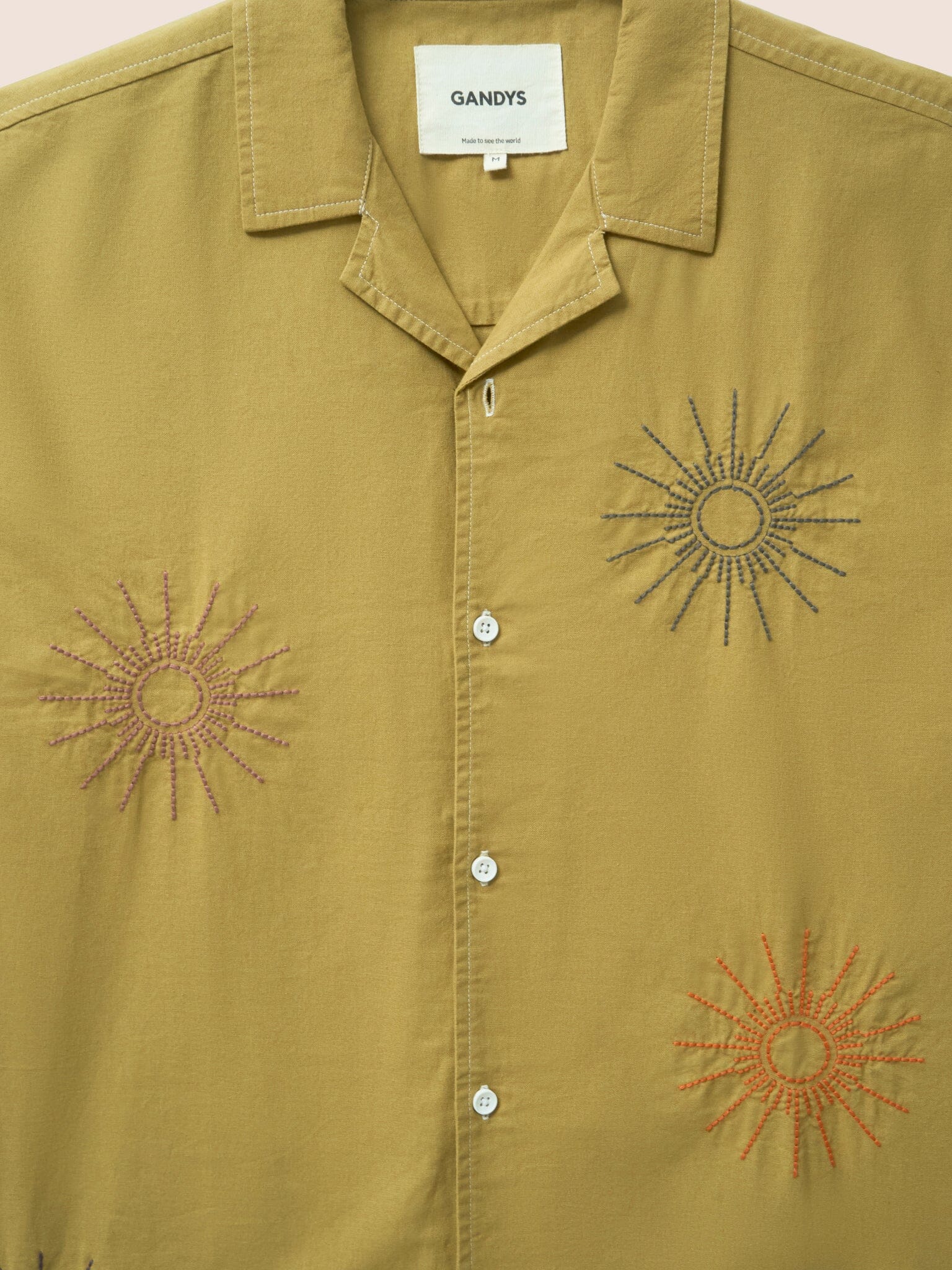Baxter Cotton Embroidered Short Sleeve Shirt in Khaki - Image 5