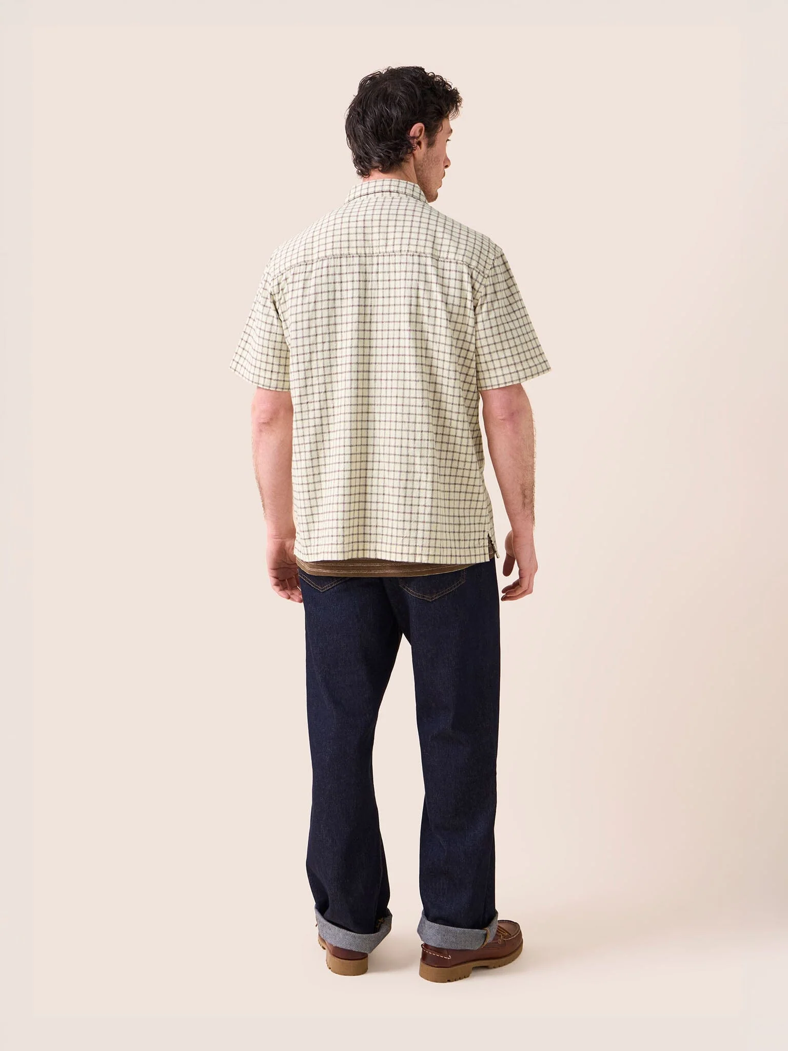 Baxter Cotton Short Sleeve Shirt in Brown Check - Image 3