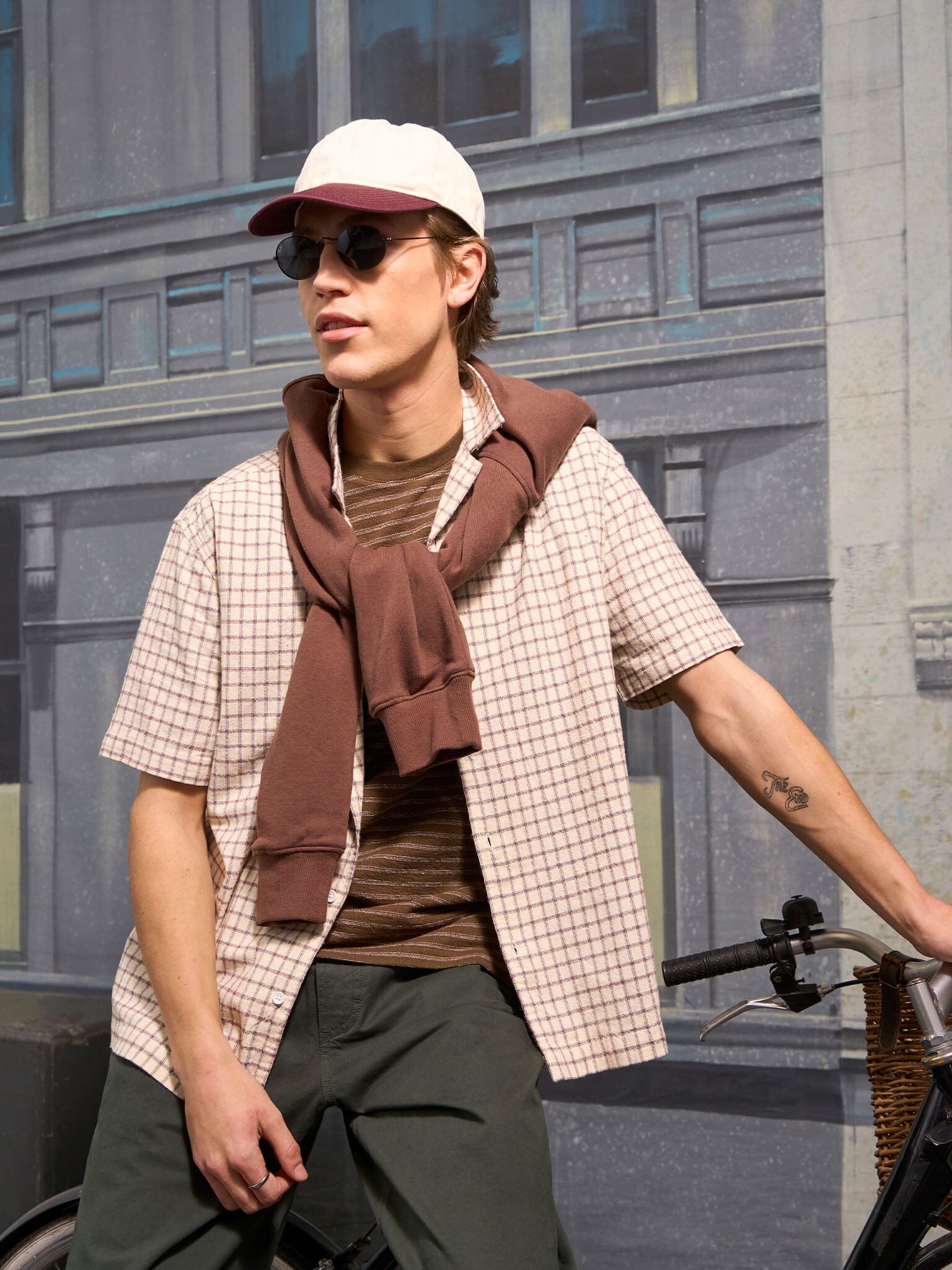 Baxter Cotton Short Sleeve Shirt in Brown Check - Image 7