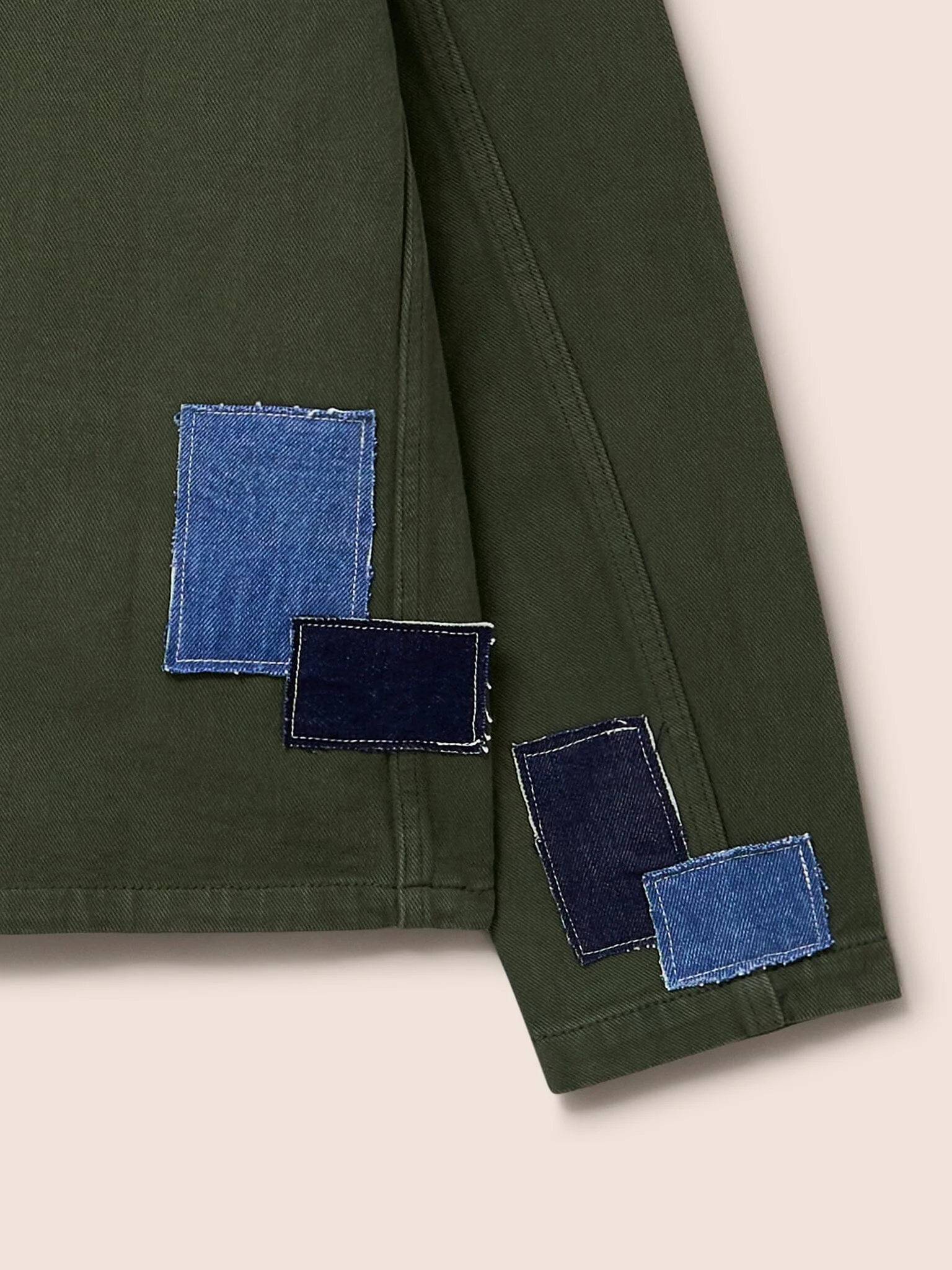 Brecon Cord Collar Patched Chore Jacket in Green - Image 4