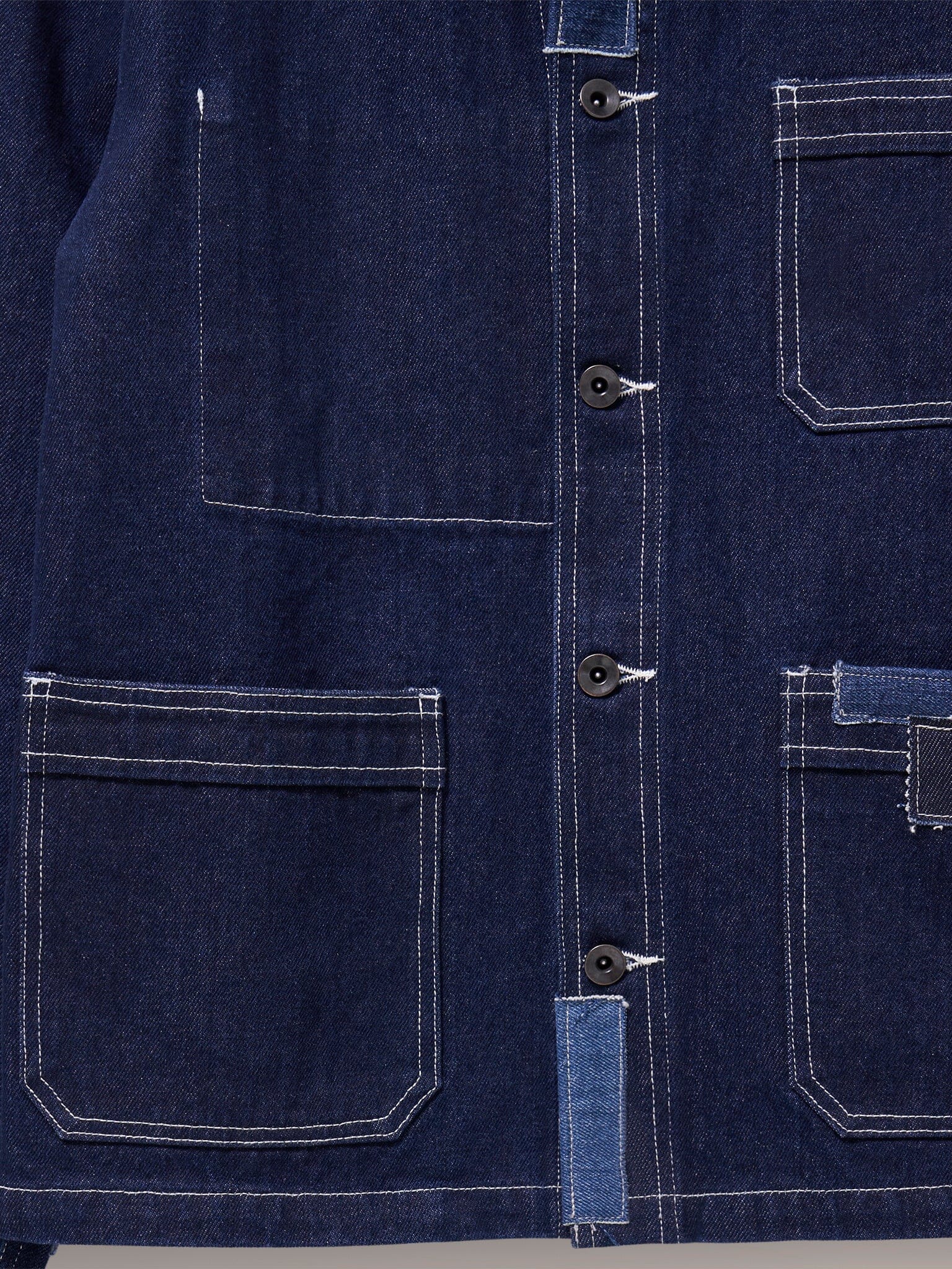 Brecon Denim Patched Chore Jacket in Indigo - Image 4