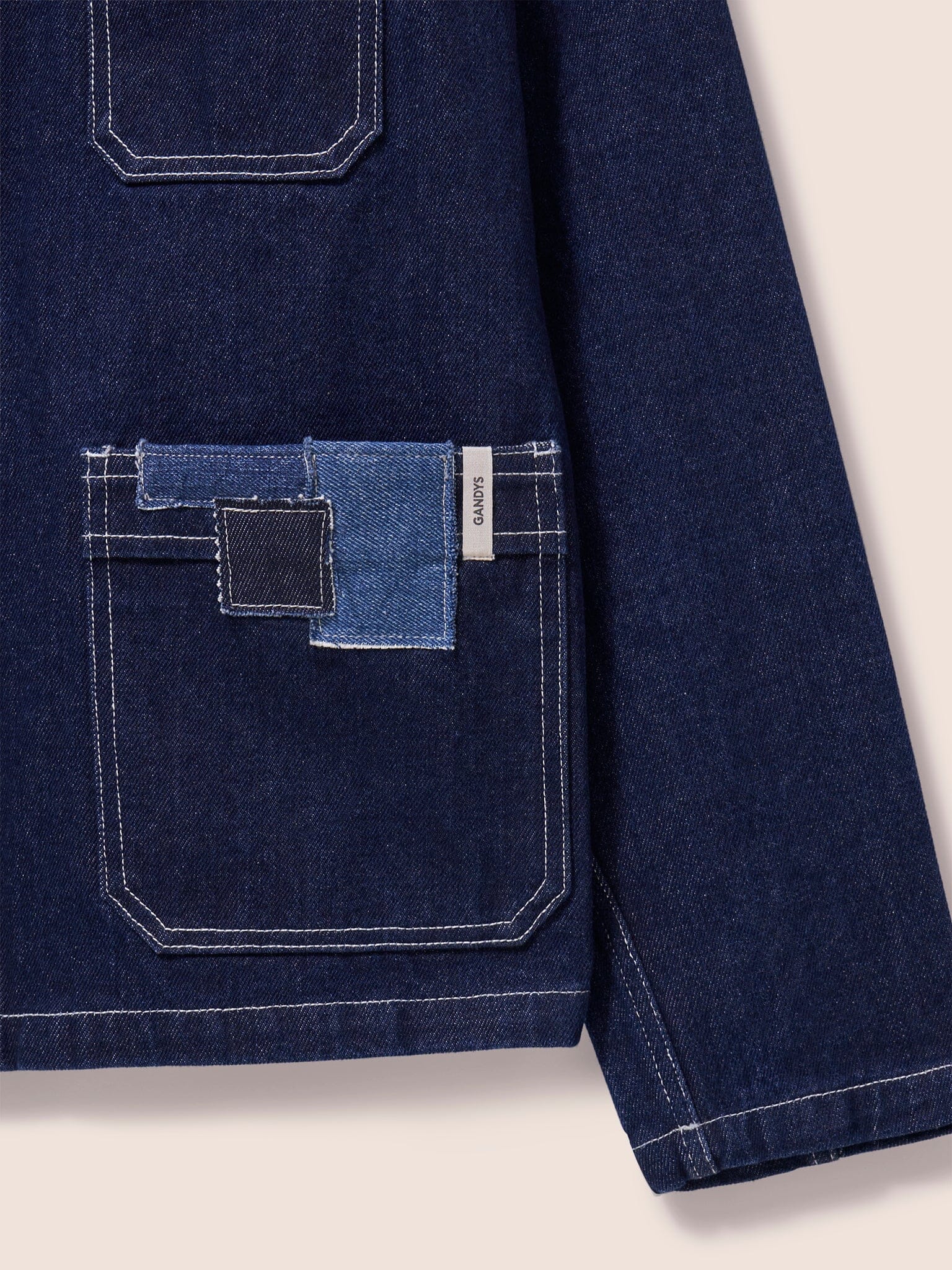 Brecon Denim Patched Chore Jacket in Indigo - Image 5