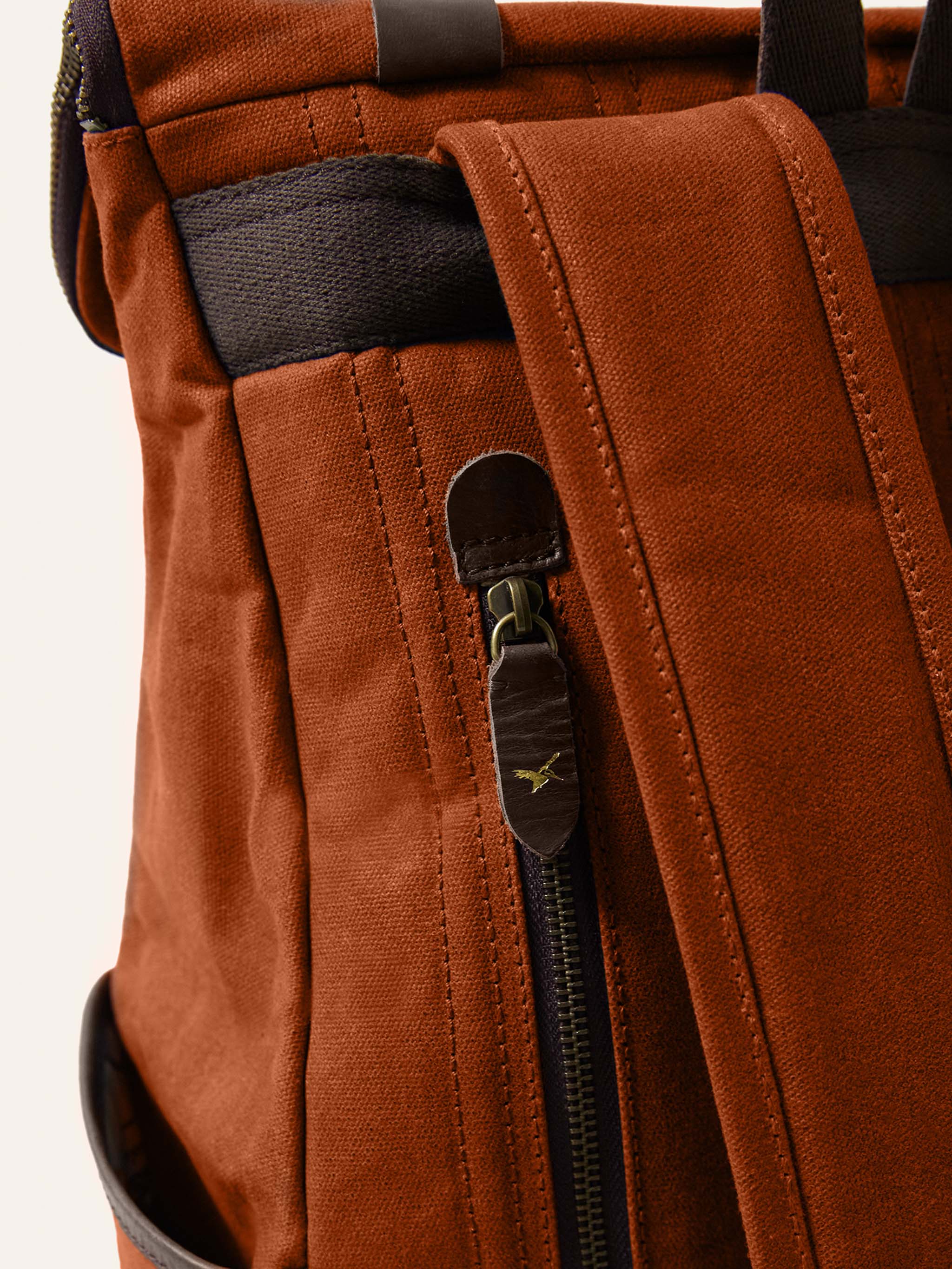 Bali Waxed Cotton Backpack in Orange - Image 4
