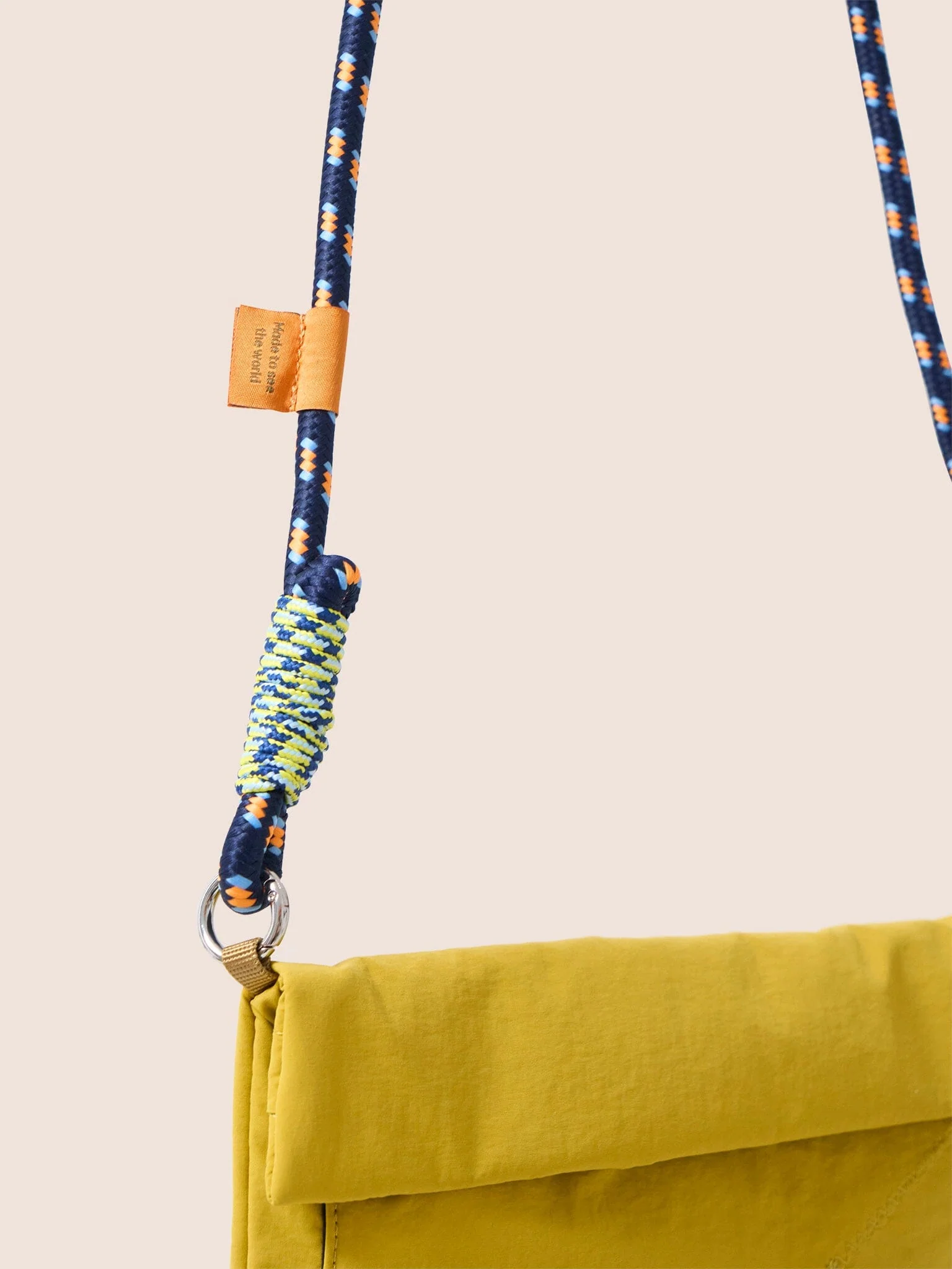 Carabiner Club Recycled Envelope Crossbody Bag in Yellow - Image 4
