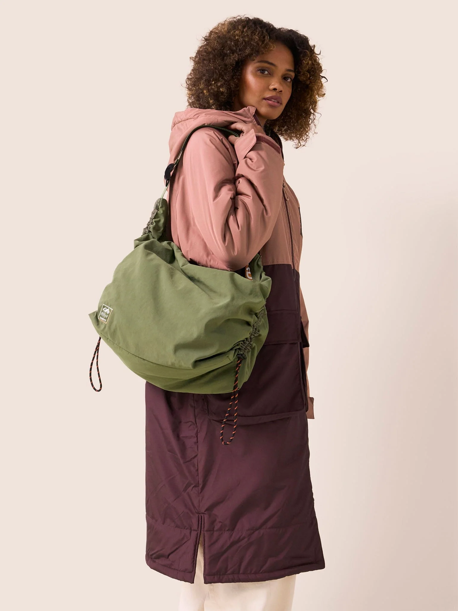 Carabiner Club Recycled Large Crescent Bag in Khaki - Image 6