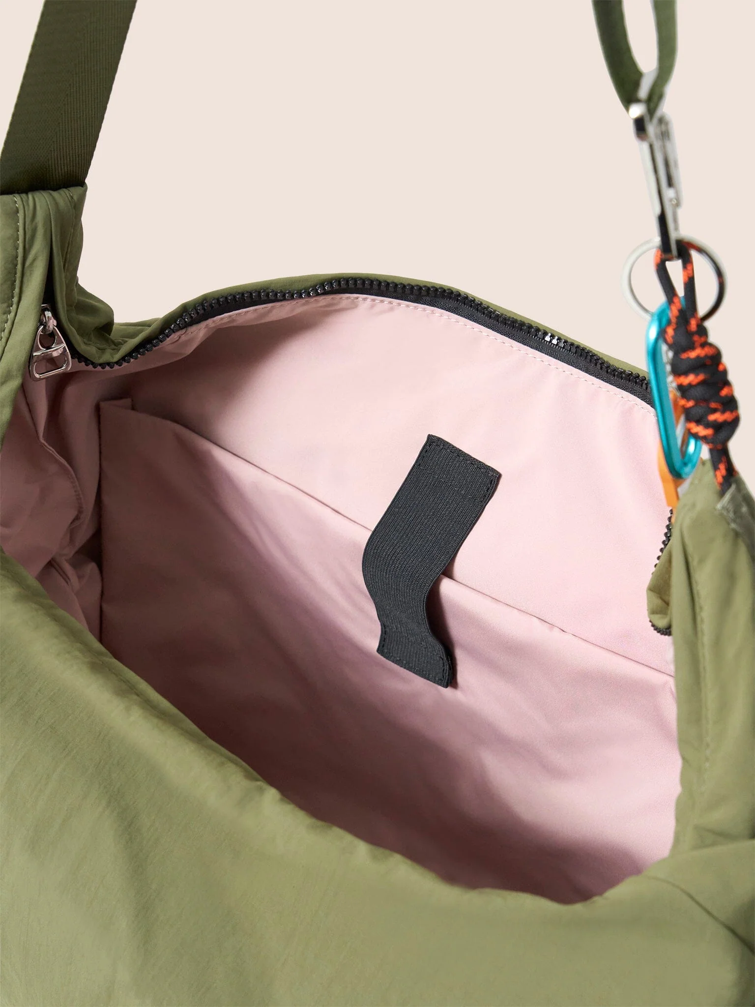 Carabiner Club Recycled Large Crescent Bag in Khaki - Image 8