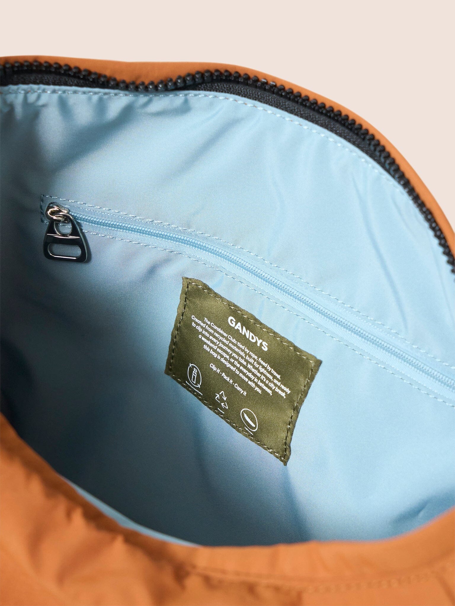 Carabiner Club Recycled Small Crescent Bag in Orange - Image 7