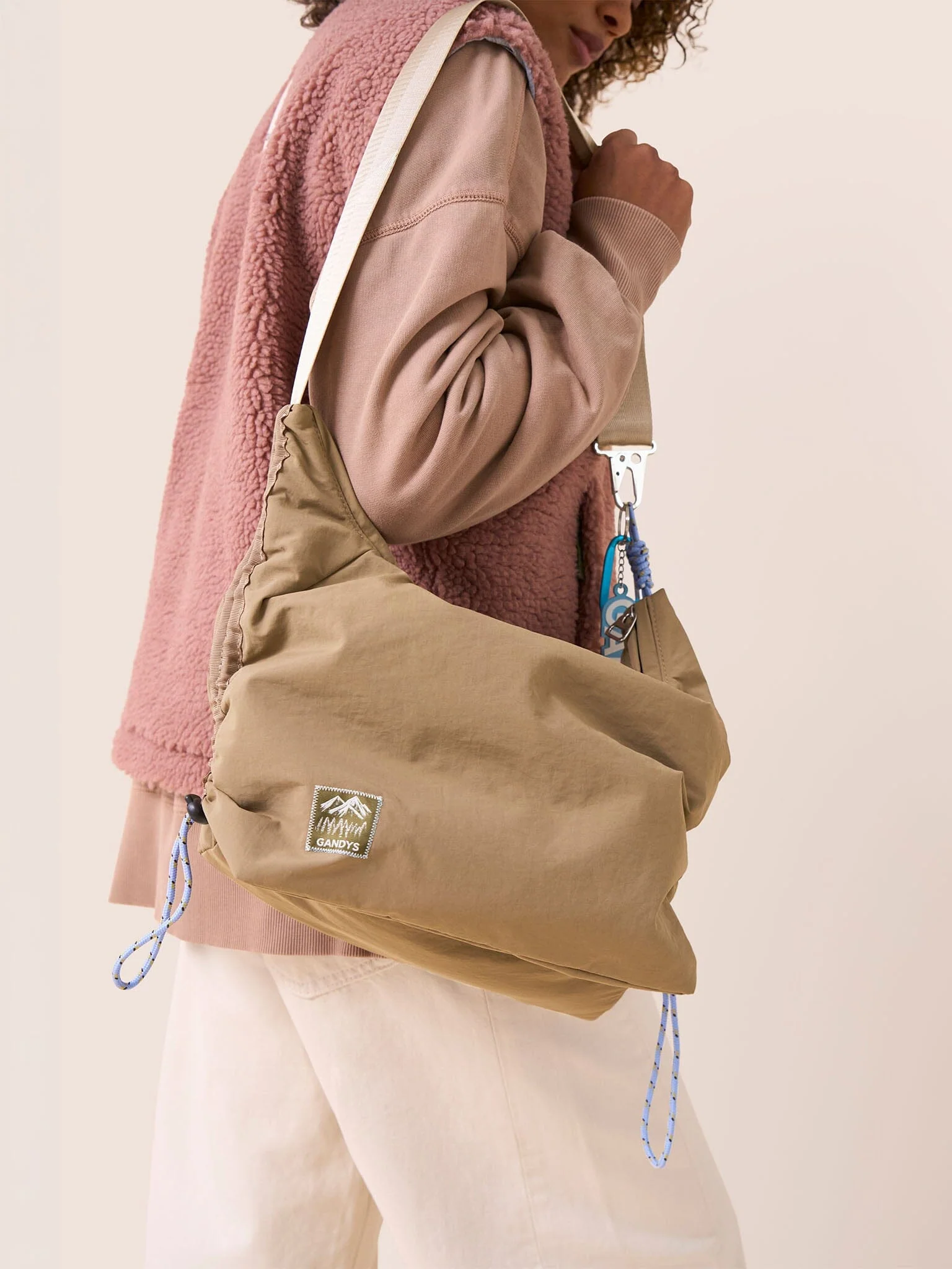 Carabiner Club Recycled Small Crescent Bag in Taupe - Image 7