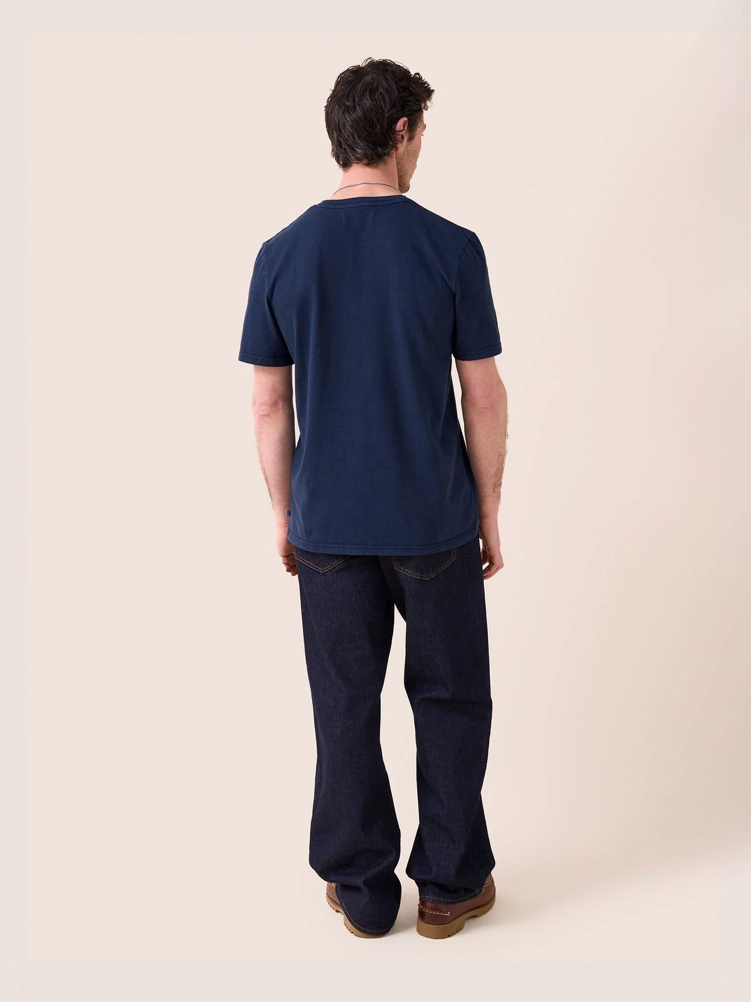 Classic Organic Cotton Sunset Print T-Shirt in Navy - Image 3