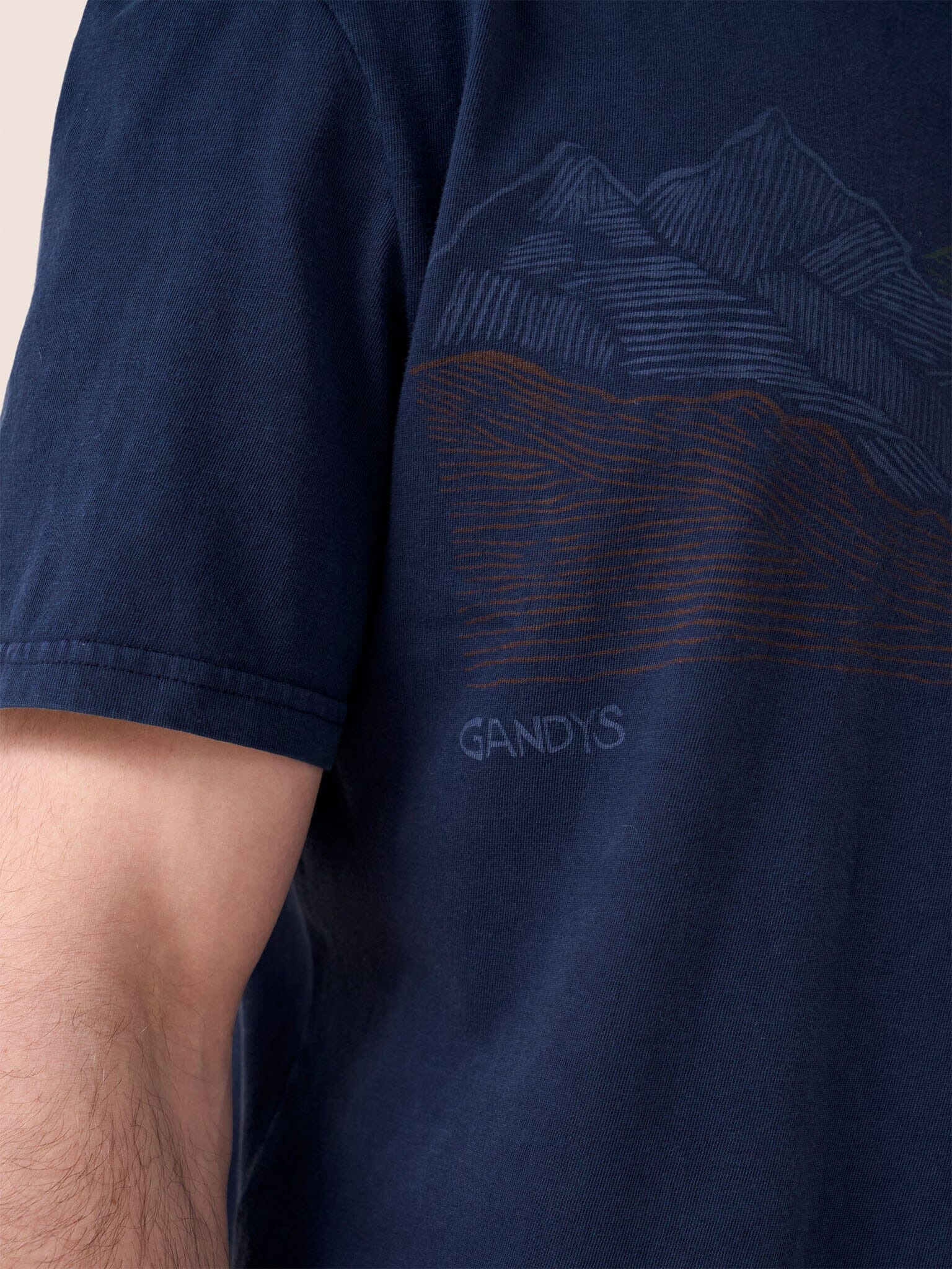 Classic Organic Cotton Sunset Print T-Shirt in Navy - Image 5