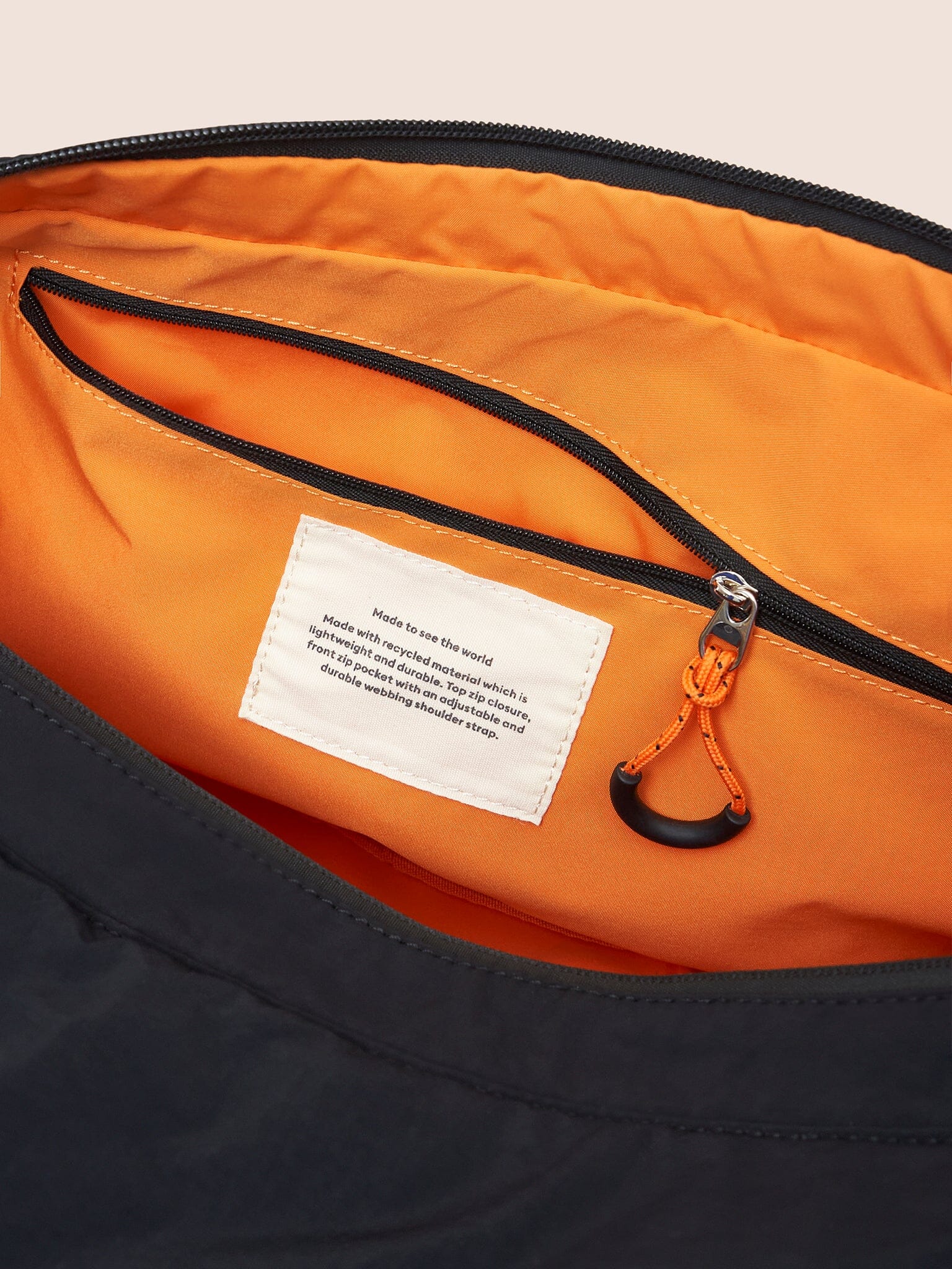 Ecuador XL Recycled Nylon Lightweight Sling Bag in Black - Image 4