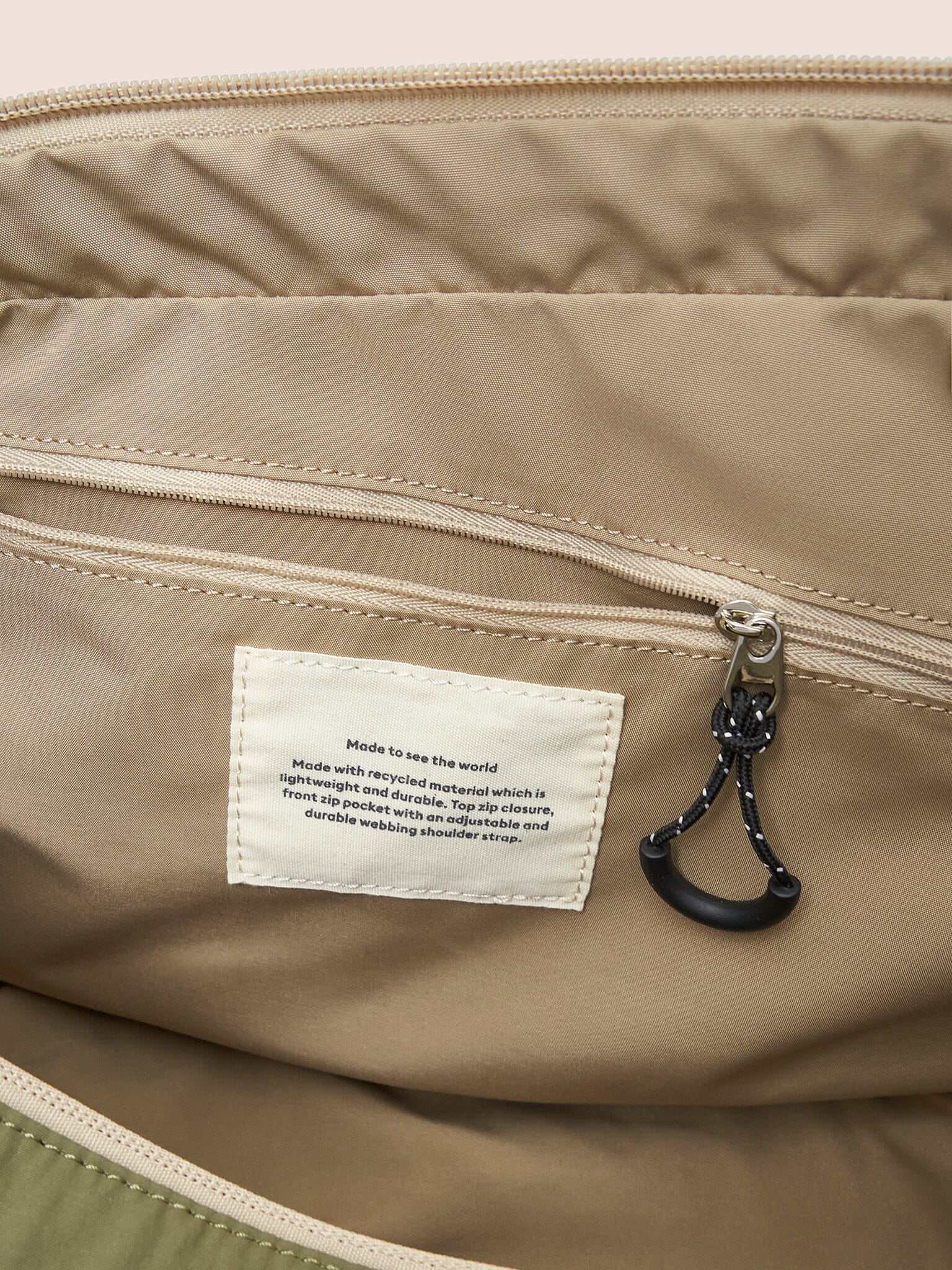 Ecuador XL Recycled Nylon Lightweight Sling Bag in Khaki - Image 4