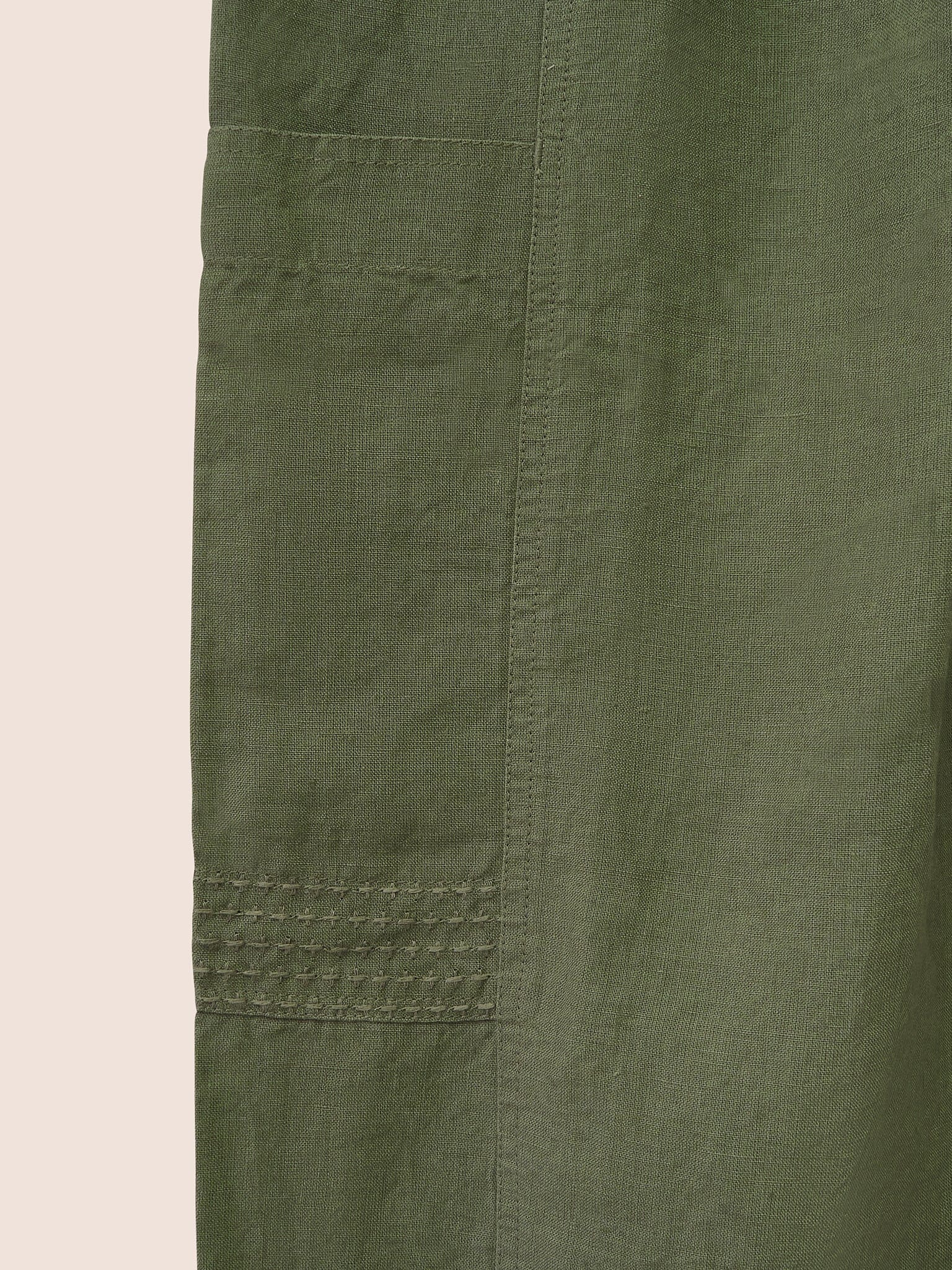 Green Bembridge Barrel Linen Trouser - Image 8