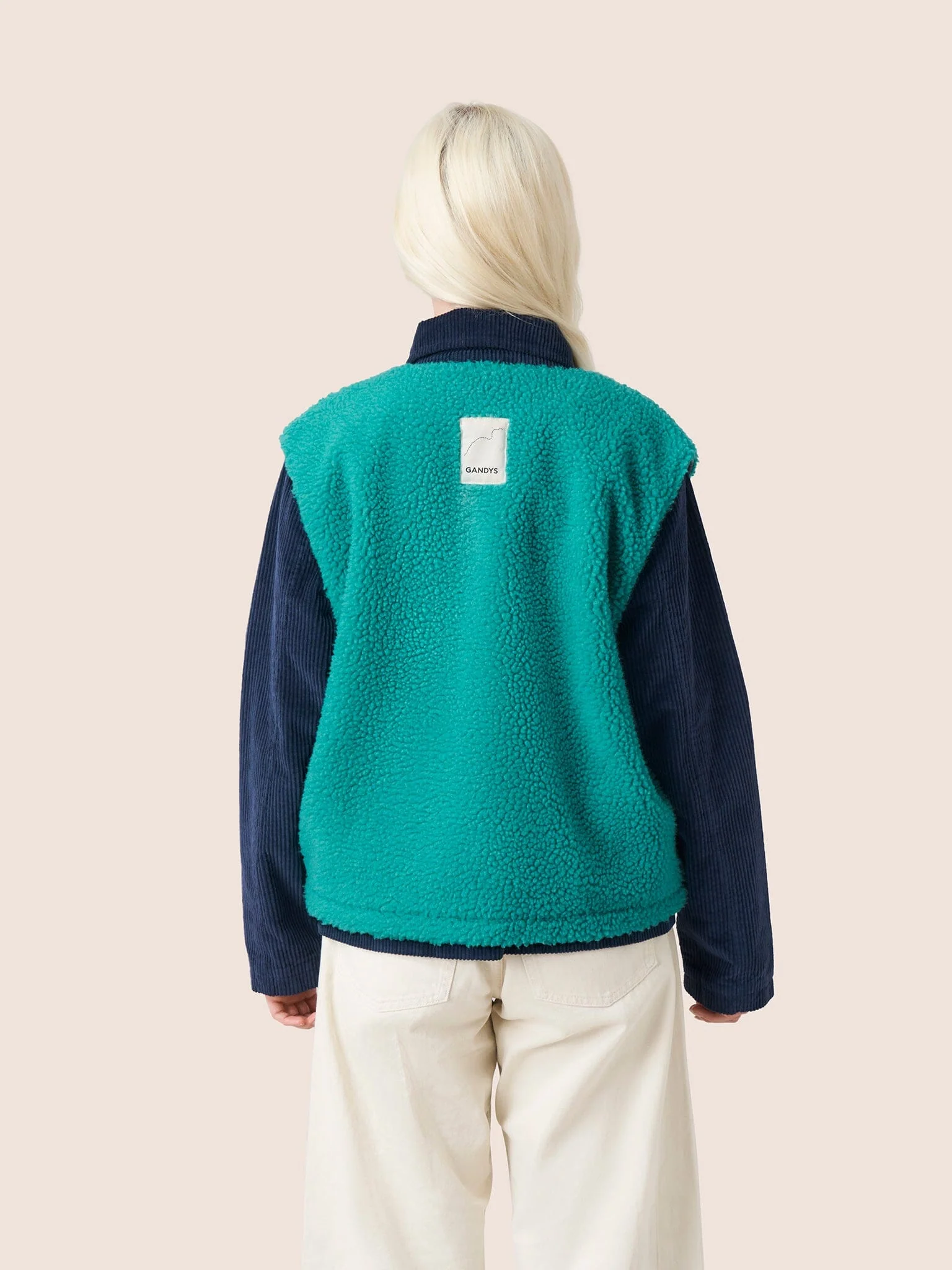Harlem Recycled Fleece Gilet in Teal - Image 3