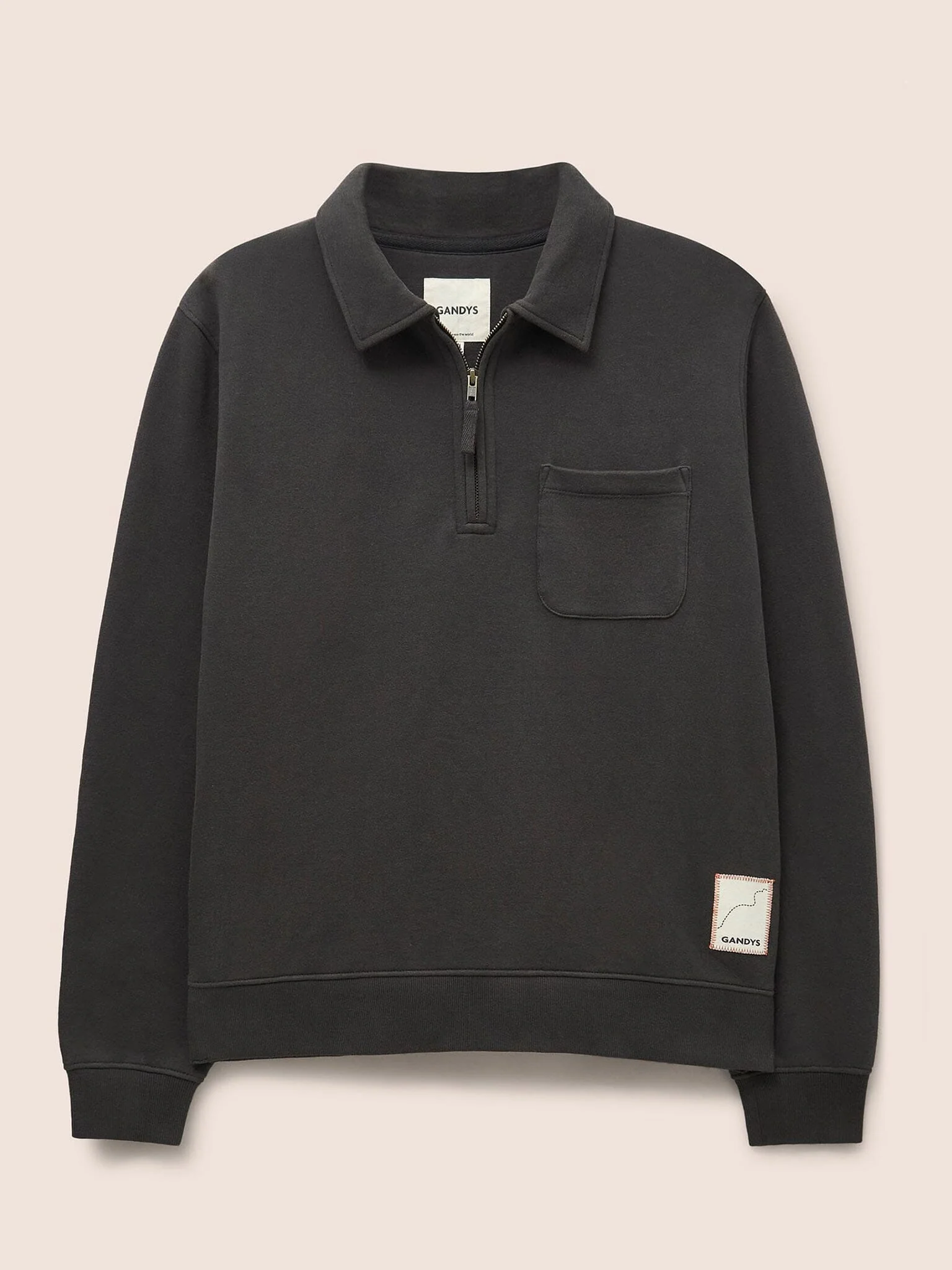 Java Organic Cotton 1/4 Zip Sweater in Charcoal