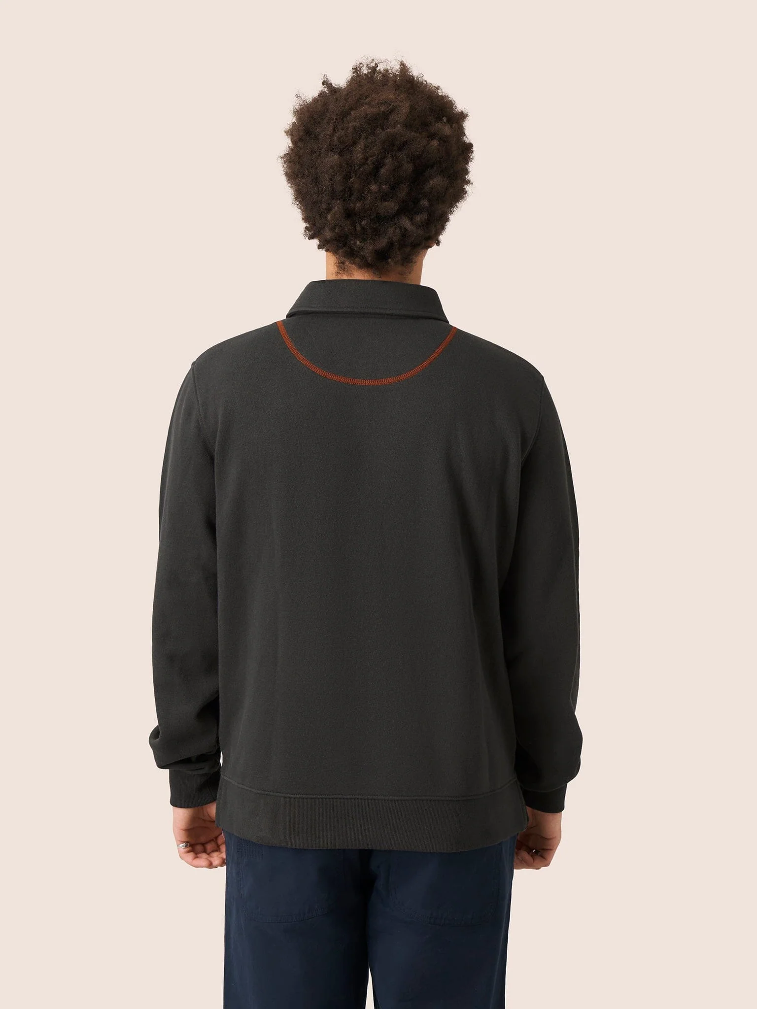 Java Organic Cotton 1/4 Zip Sweater in Charcoal - Image 3