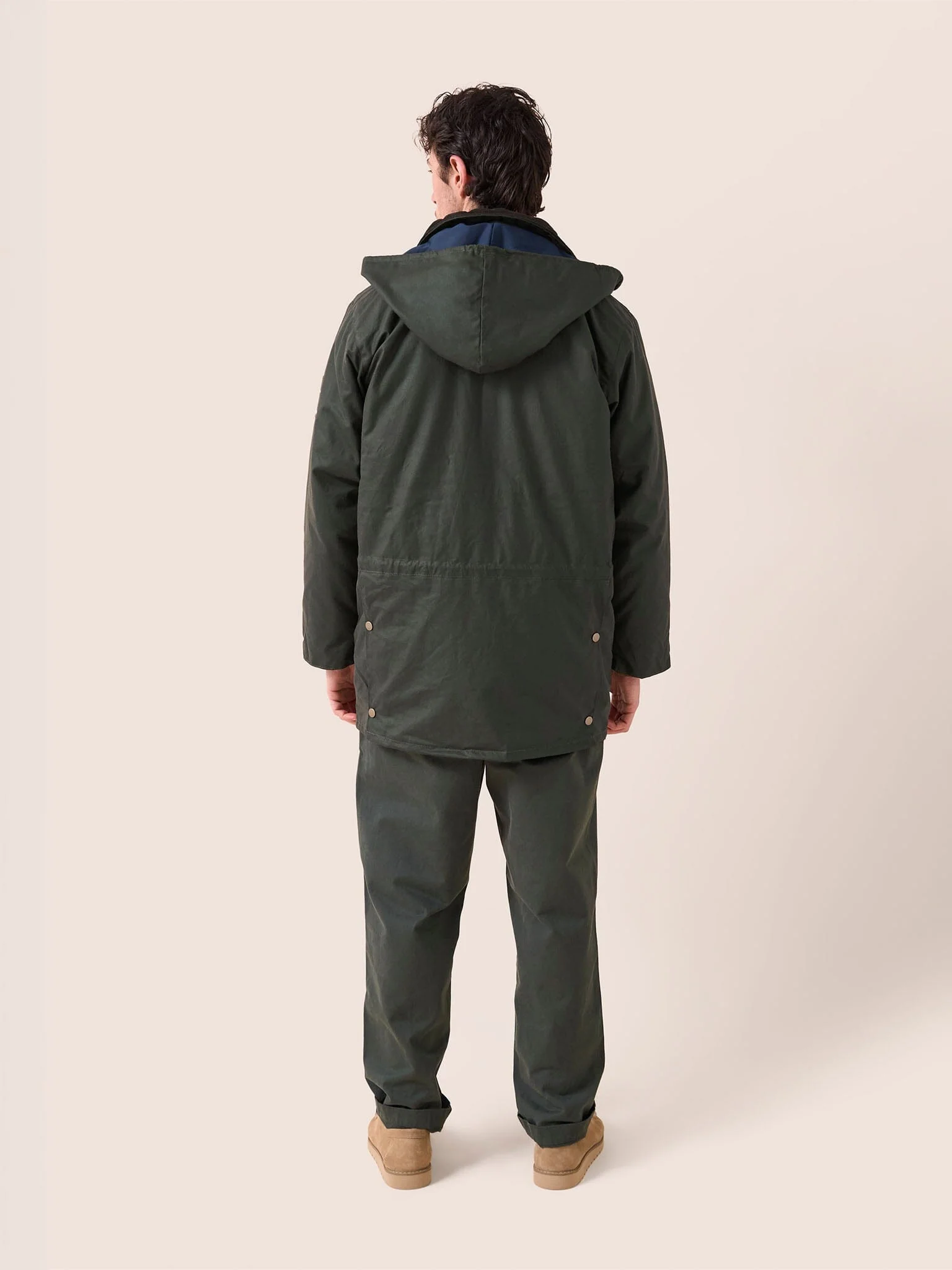 Leighton Waxed Cotton 4 in 1 Coat in Dark Olive - Image 3