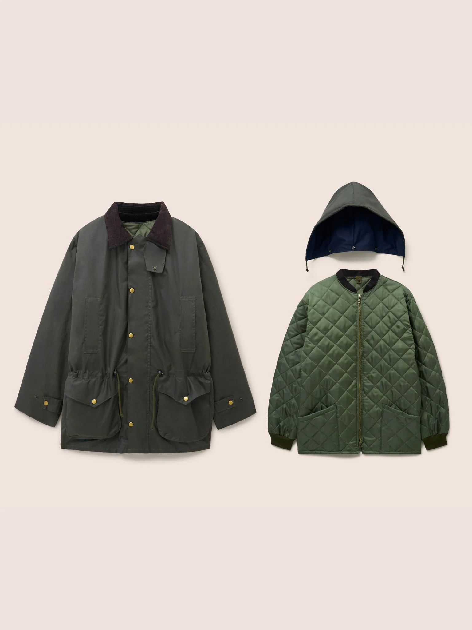 Leighton Waxed Cotton 4 in 1 Coat in Dark Olive - Image 5