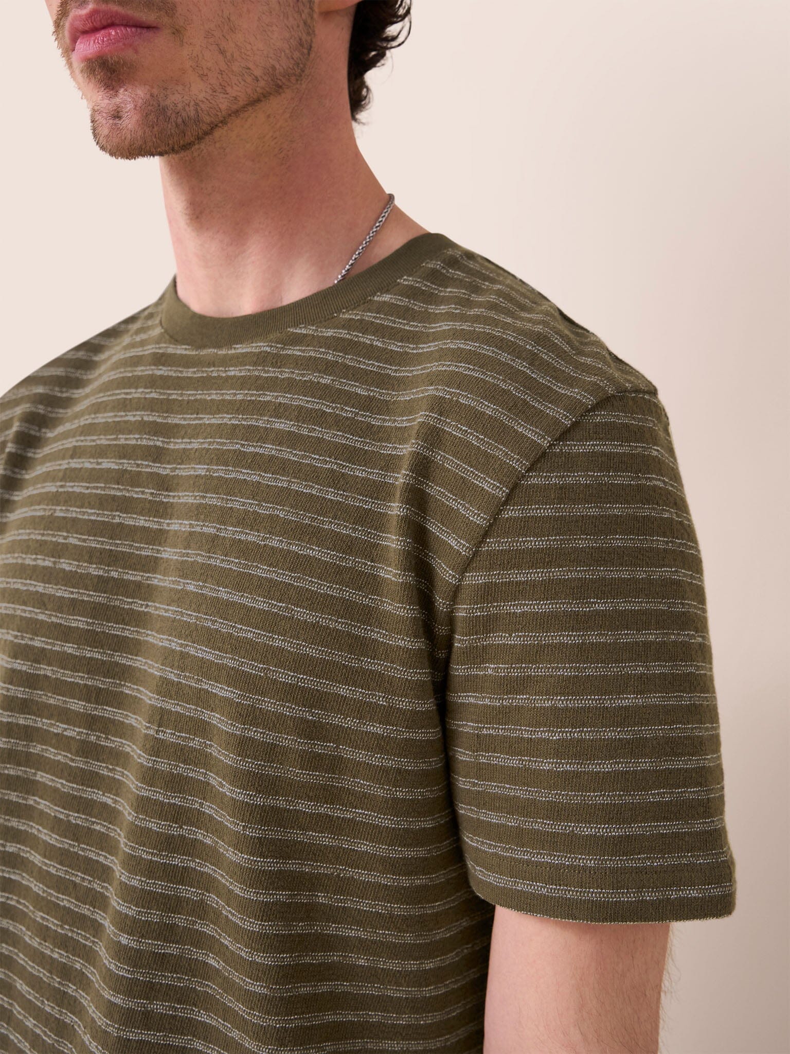 Lucca Classic Organic Cotton Short Sleeve T-Shirt in Brown Stripe - Image 6