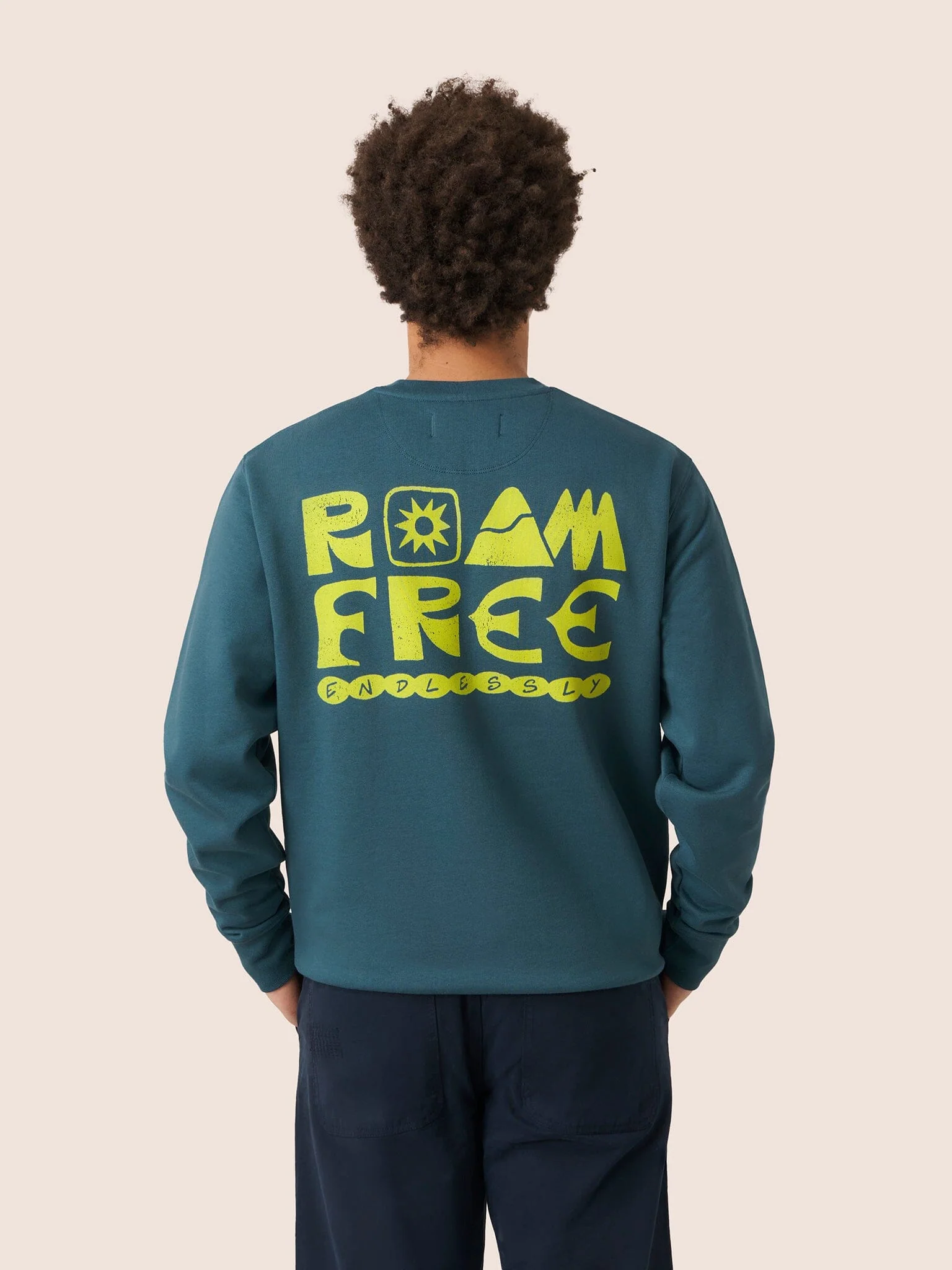Milford Organic Cotton Roam Free Graphic Sweatshirt in Teal - Image 4