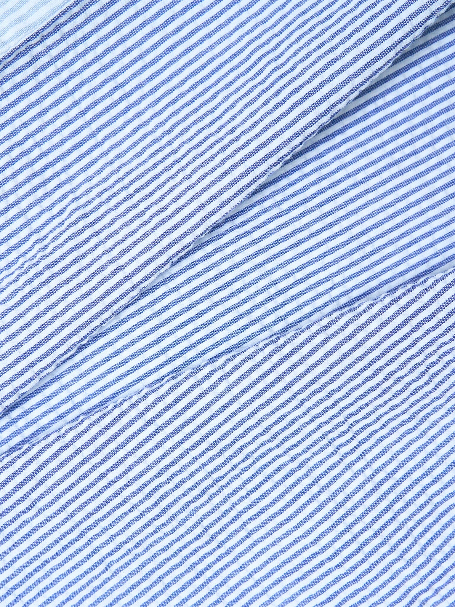 Beaumont Cotton Crinkle Stripe Shirt in Blue - Image 8
