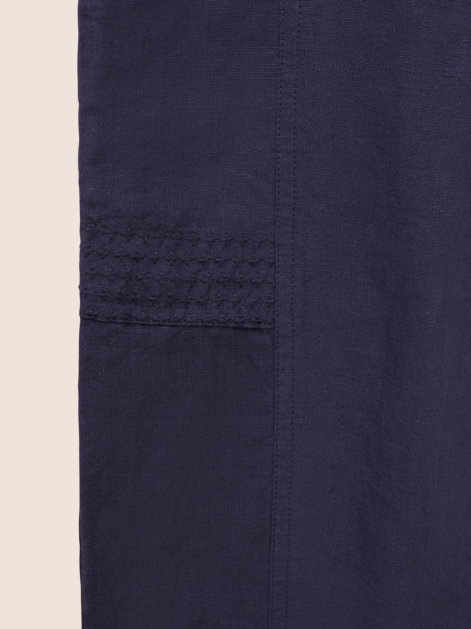Navy Bembridge Barrel Linen Trouser - Image 9