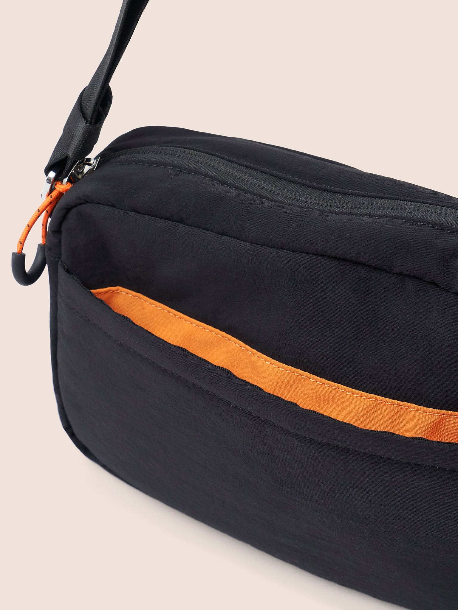 Panama Recycled Nylon Lightweight Crossbody Shoulder Bag in Black - Image 4