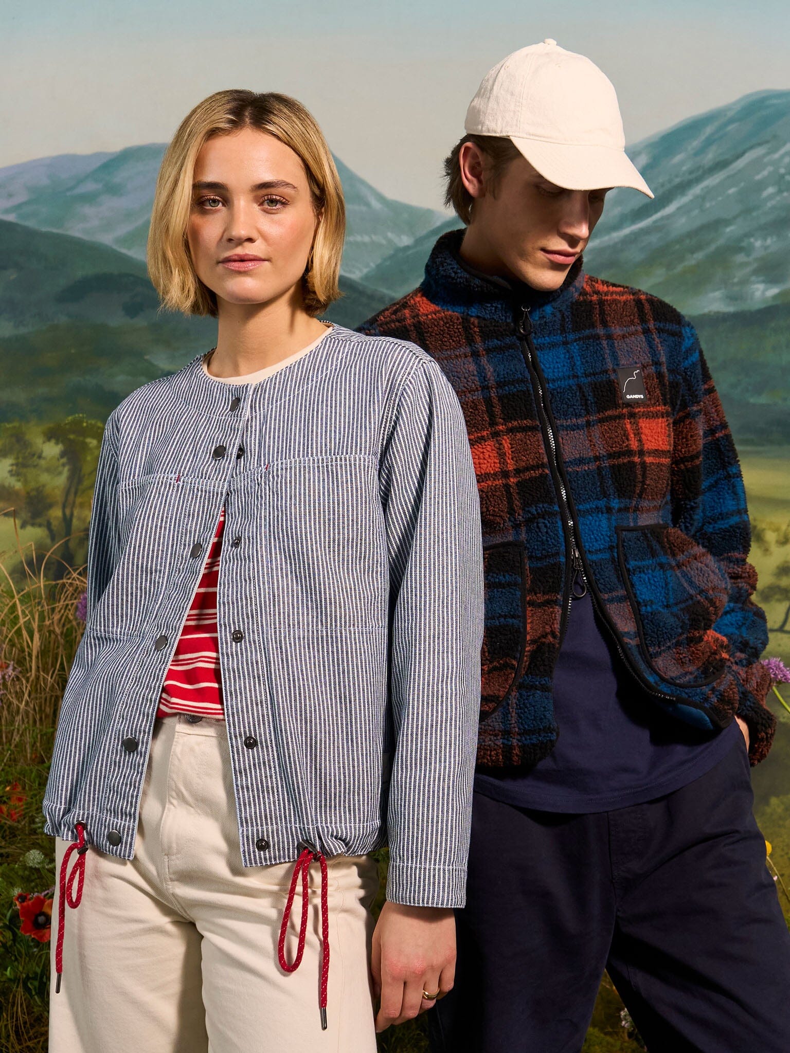 Provence Cotton Collarless Jacket in Blue Stripe - Image 3
