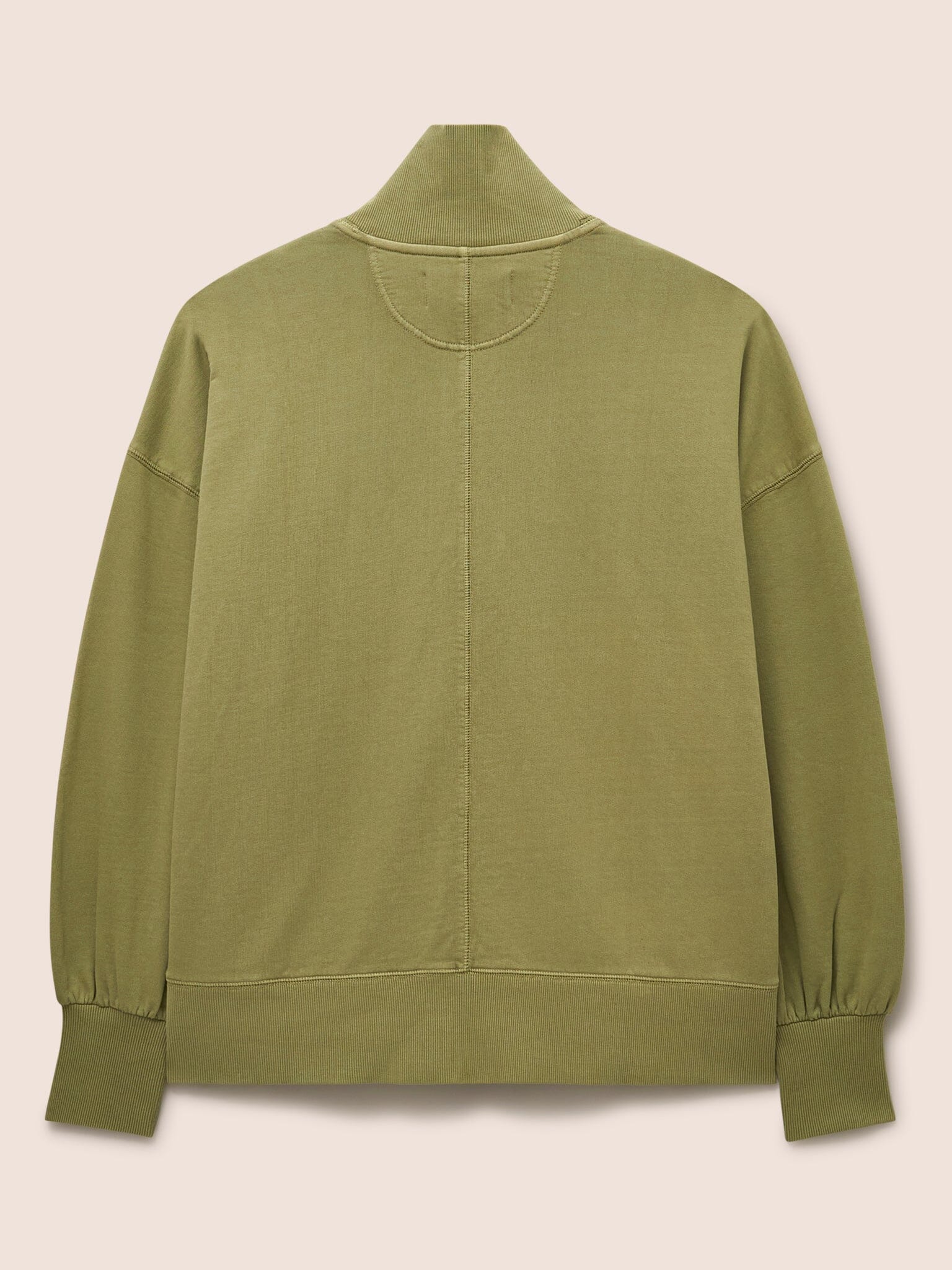 Timor Cotton Funnel Neck Sweater in Khaki - Image 5